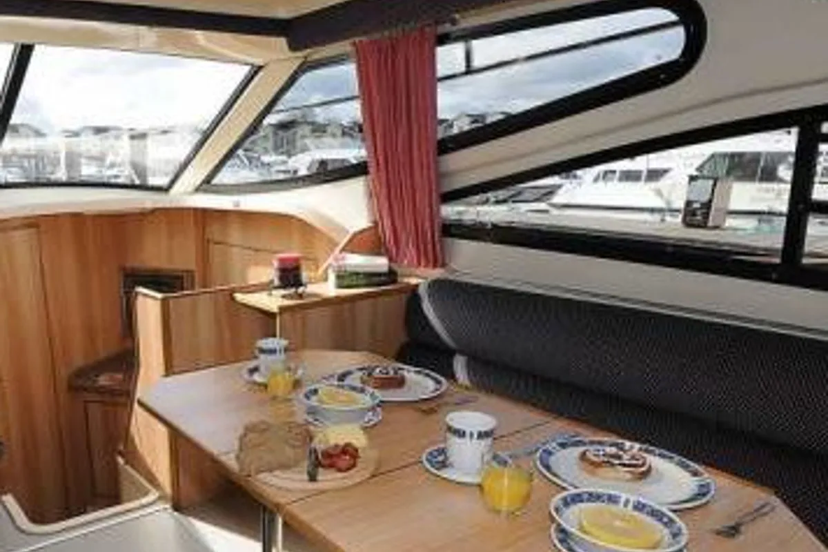 Salon of Consul, a Cygnet Consul motorboat at Carrick-on-Shannon, Ireland