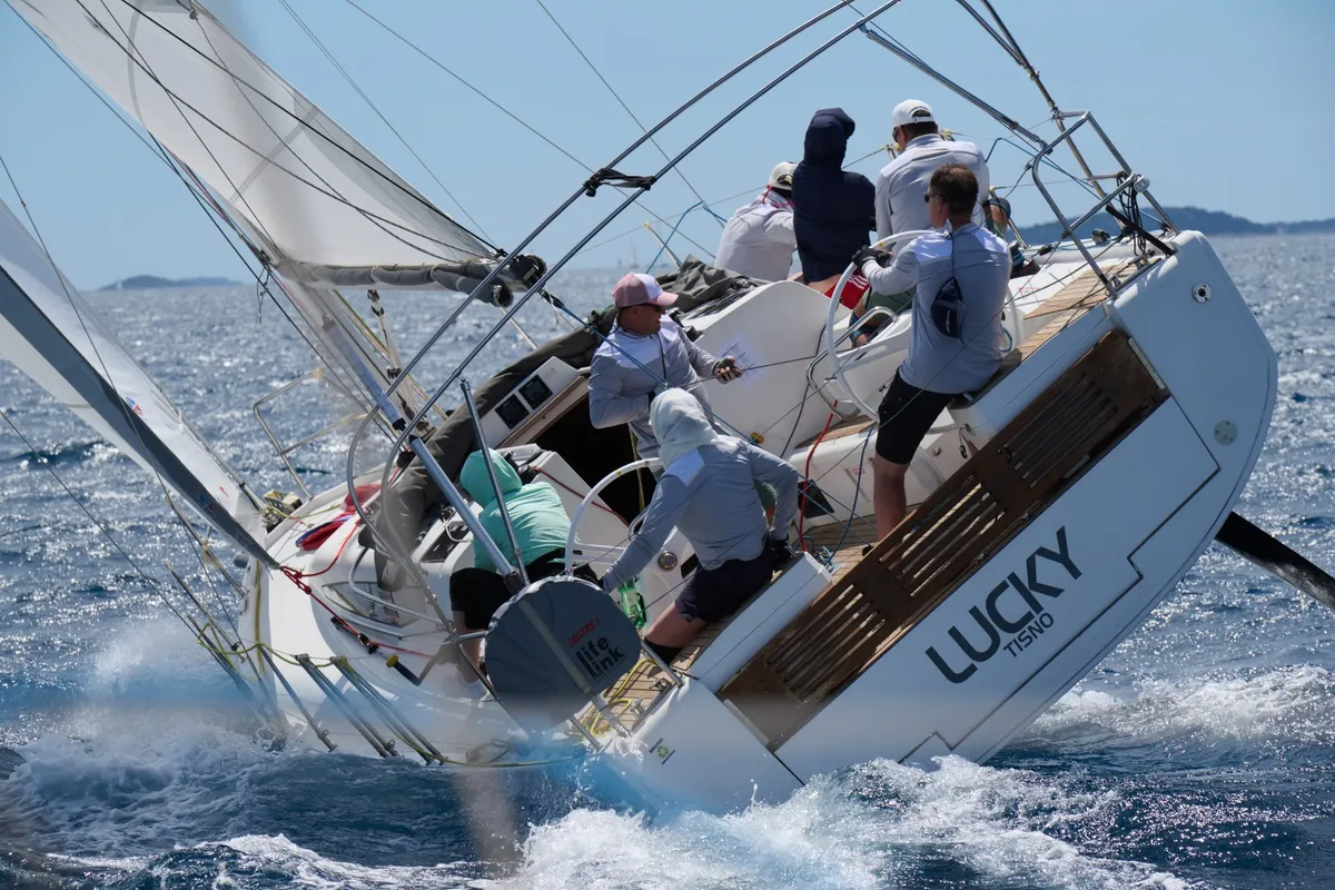 Lucky, a Elan E4 sailboat at Betina, Croatia