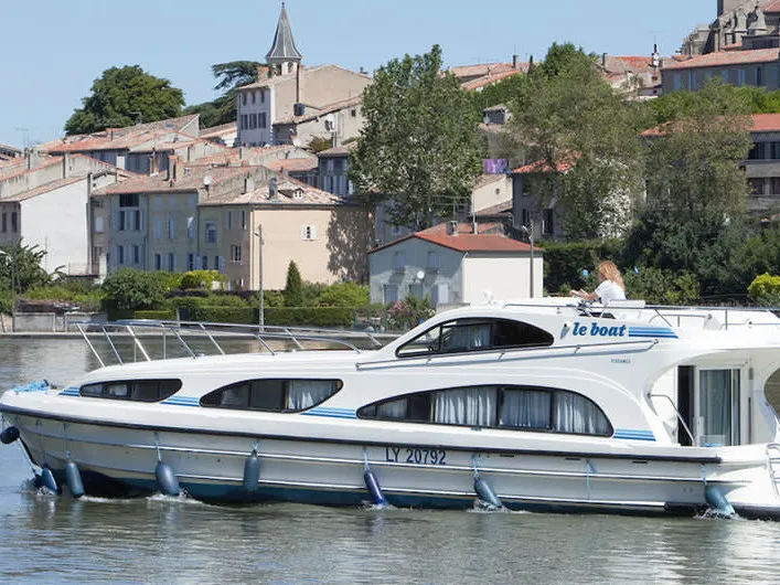 Exterior view of Elegance, a Cygnet Elegance motorboat at Hesse, France