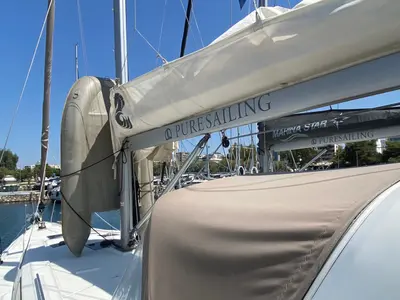 Deck of IRIS, a Beneteau Oceanis 41.1 sailboat at Athens, Greece