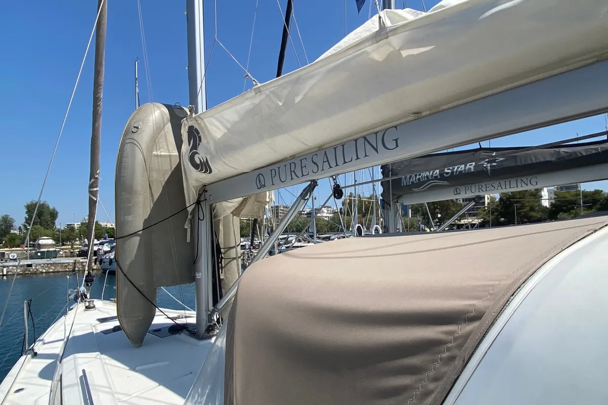 Deck of IRIS, a Beneteau Oceanis 41.1 sailboat at Athens, Greece