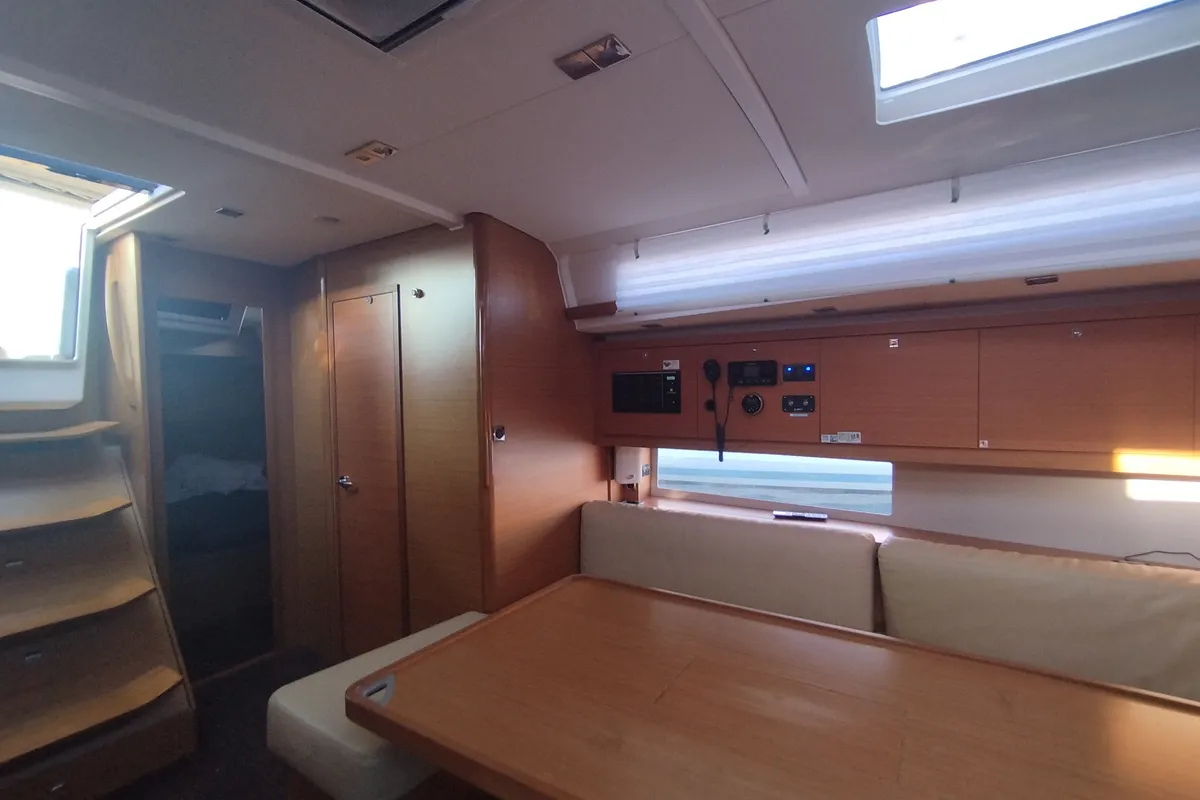 Salon of Weasley, a Dufour 470 sailboat at Olbia, Italy