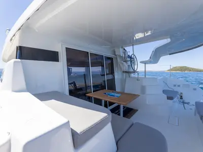 Deck of FURIA, a Lagoon 38 catamaran at Općina Rogoznica, Croatia