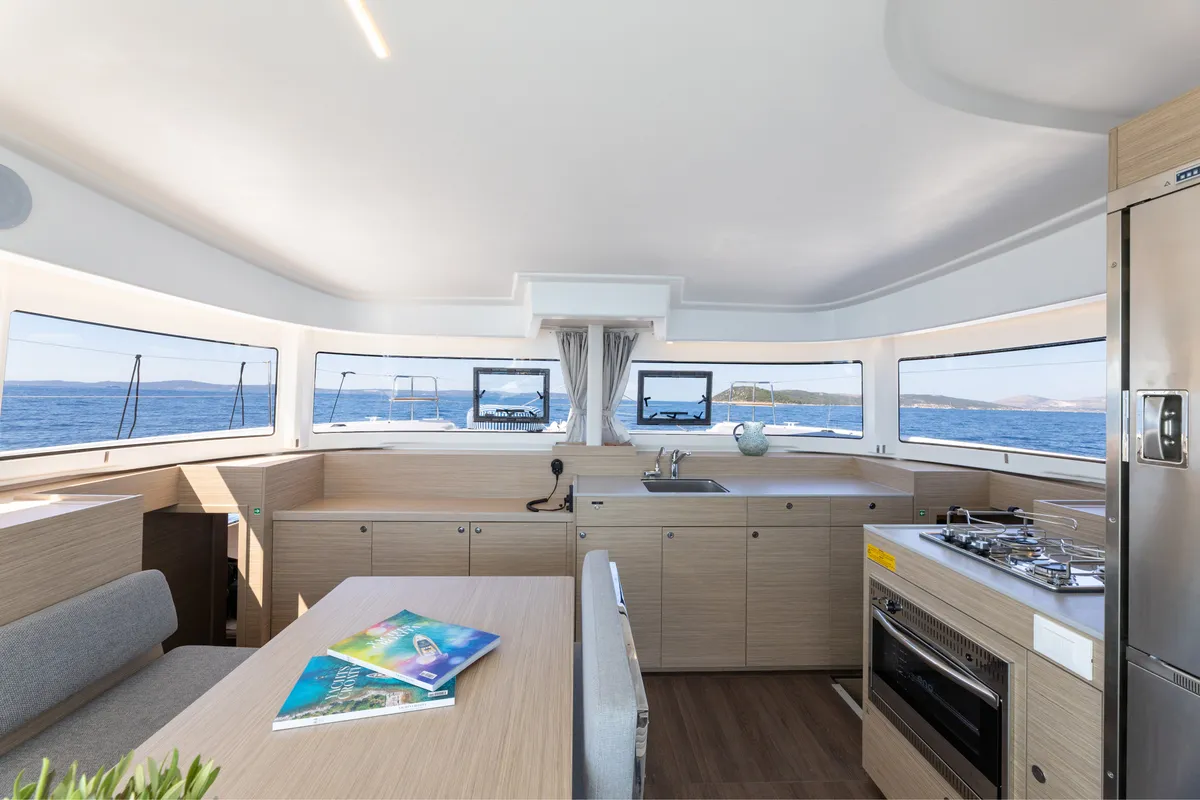 Salon of FURIA, a Lagoon 38 catamaran at Općina Rogoznica, Croatia