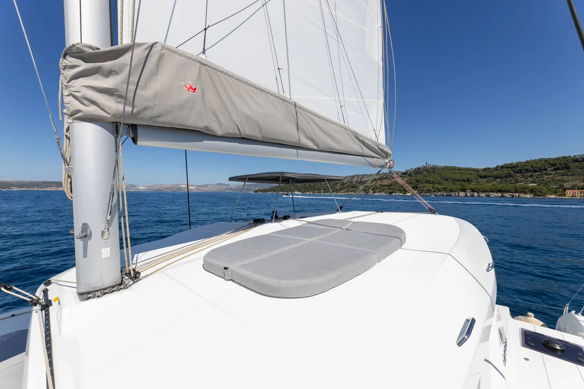 Deck of FURIA, a Lagoon 38 catamaran at Općina Rogoznica, Croatia