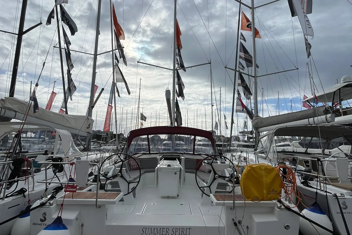 Exterior view of Summer Spirit, a Beneteau Oceanis 46.1 sailboat at Općina Medulin, Croatia