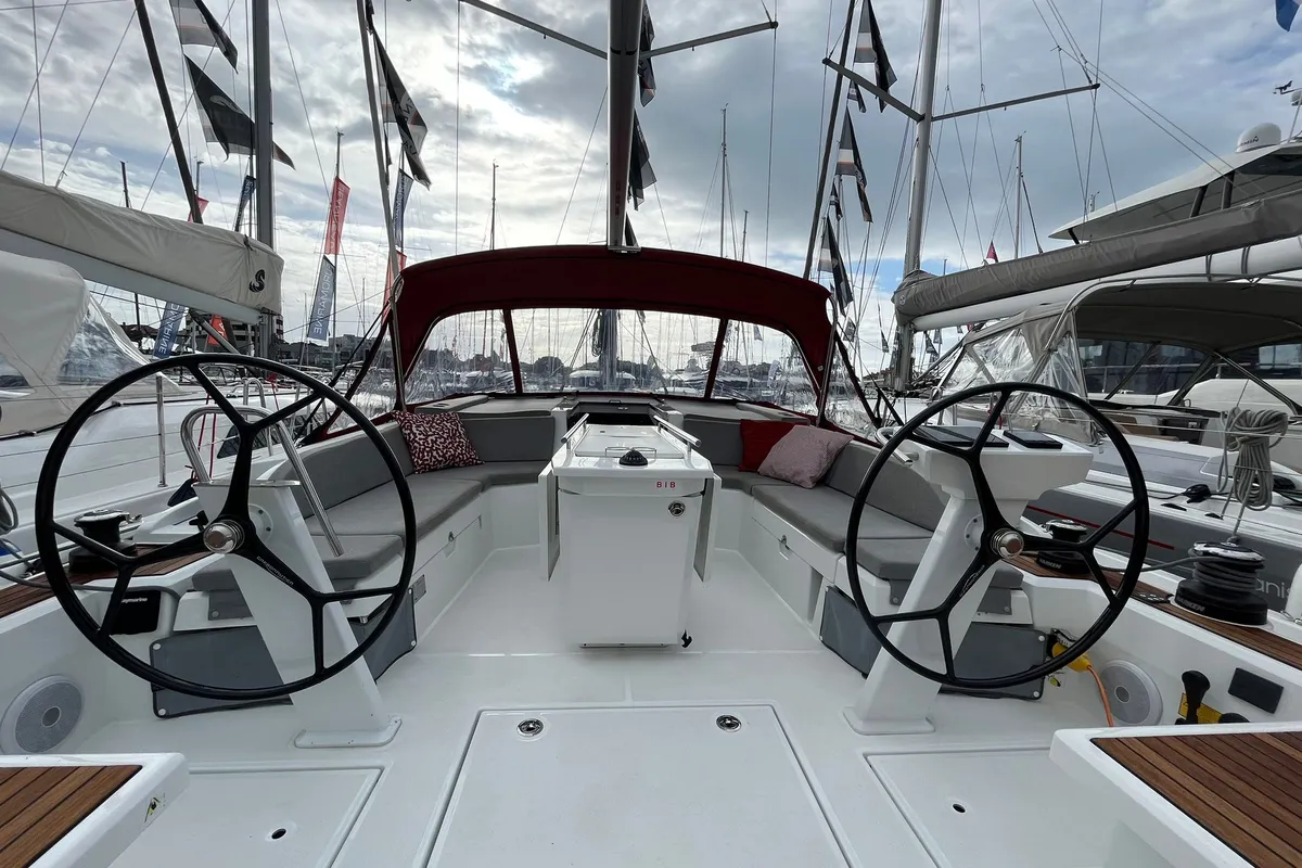 Cockpit of Summer Spirit, a Beneteau Oceanis 46.1 sailboat at Općina Medulin, Croatia
