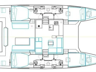 Floor plan of Aseba, a Nautitech 46 Open catamaran at Cogolin, France