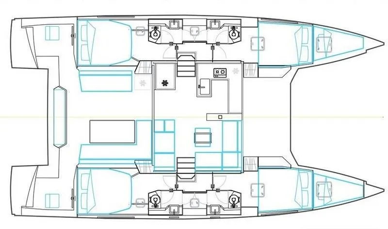 Floor plan of Aseba, a Nautitech 46 Open catamaran at Cogolin, France