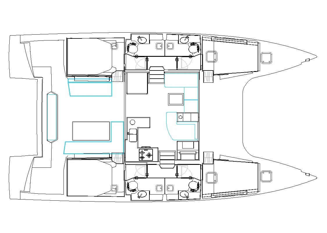 Floor plan of Aseba, a Nautitech 46 Open catamaran at Cogolin, France