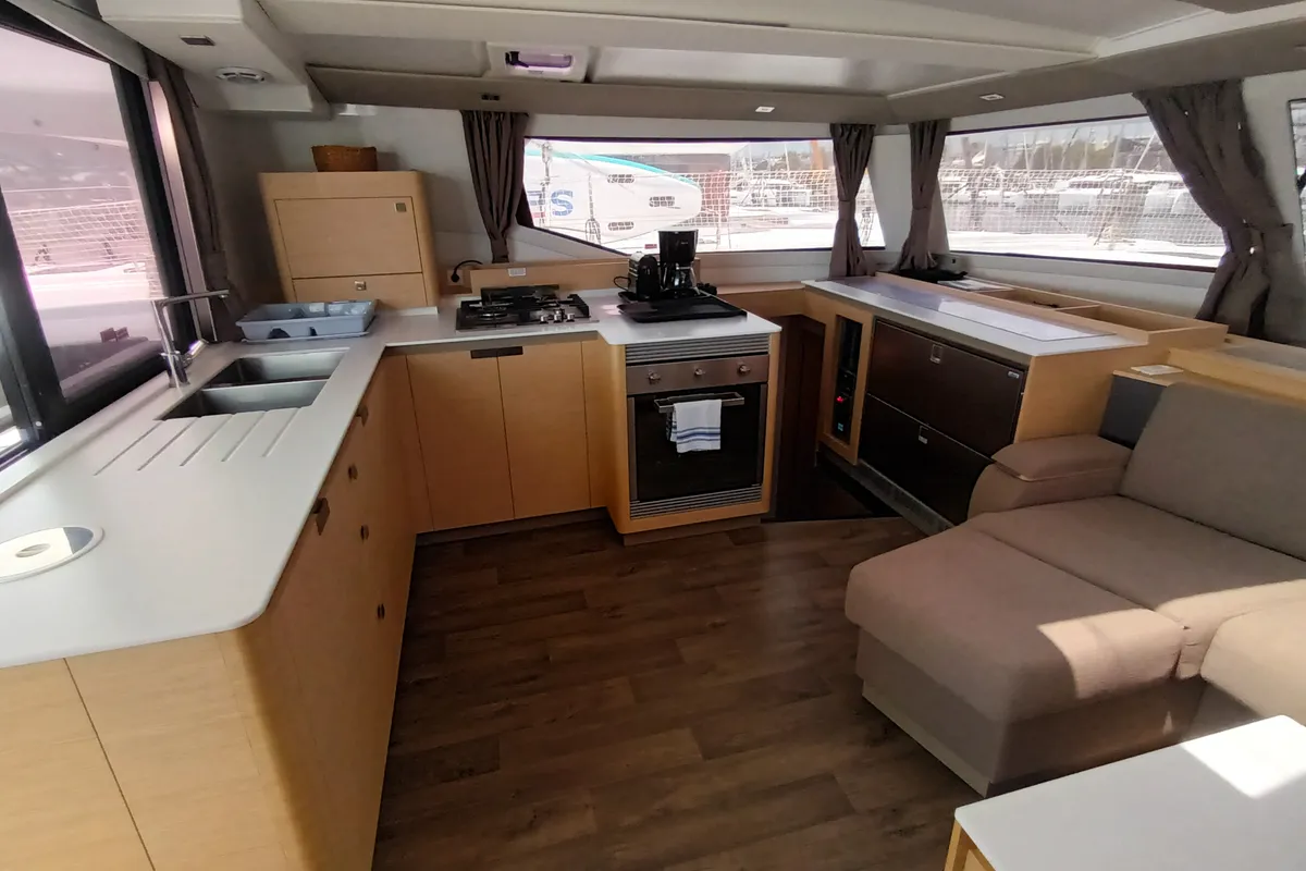Eros, a Fountaine Pajot Tanna 47 catamaran at Athens, Greece