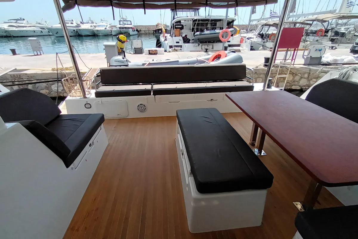 Eros, a Fountaine Pajot Tanna 47 catamaran at Athens, Greece