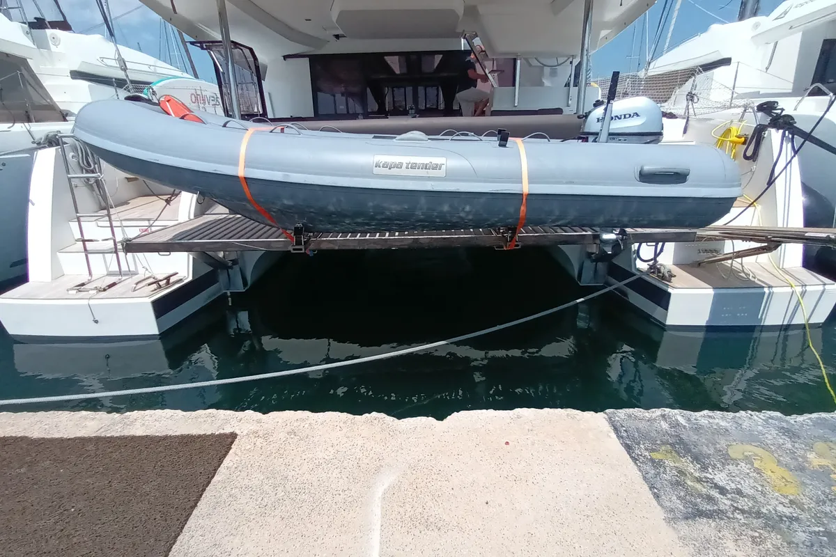 Eros, a Fountaine Pajot Tanna 47 catamaran at Athens, Greece