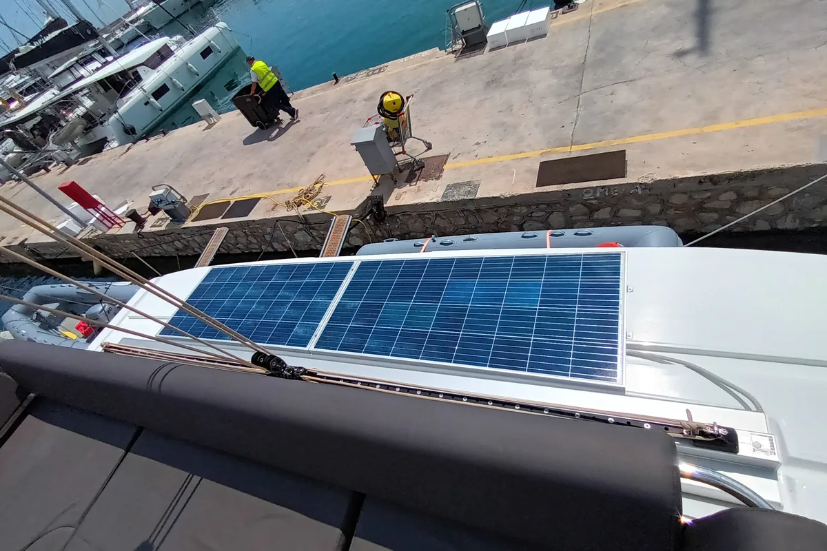 Eros, a Fountaine Pajot Tanna 47 catamaran at Athens, Greece