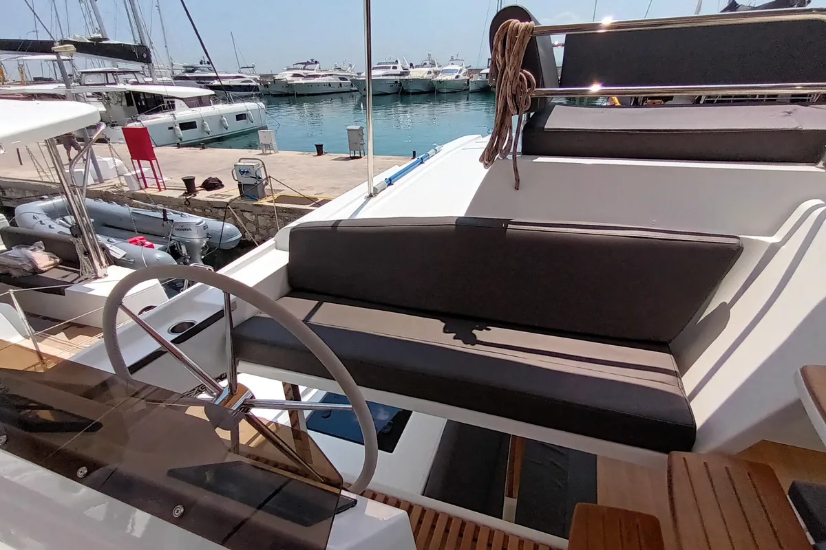 Eros, a Fountaine Pajot Tanna 47 catamaran at Athens, Greece