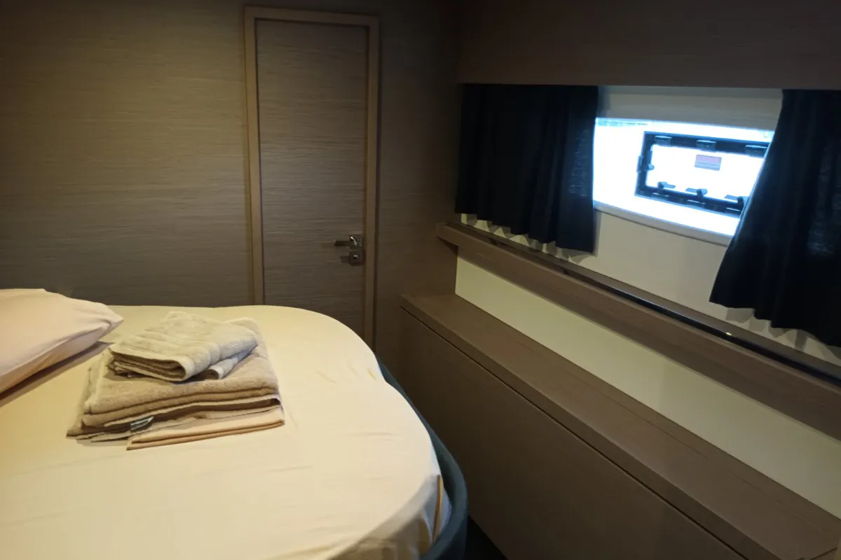 Eros, a Fountaine Pajot Tanna 47 catamaran at Athens, Greece