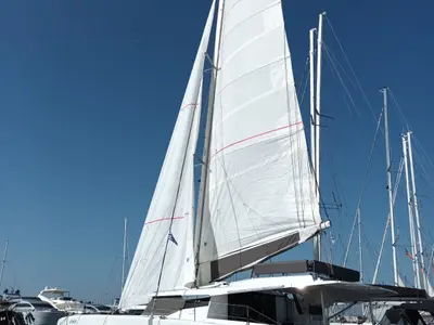 Eros, a Fountaine Pajot Tanna 47 catamaran at Athens, Greece