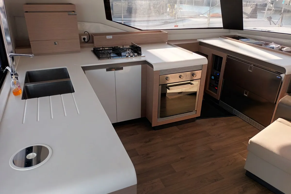 Eros, a Fountaine Pajot Tanna 47 catamaran at Athens, Greece