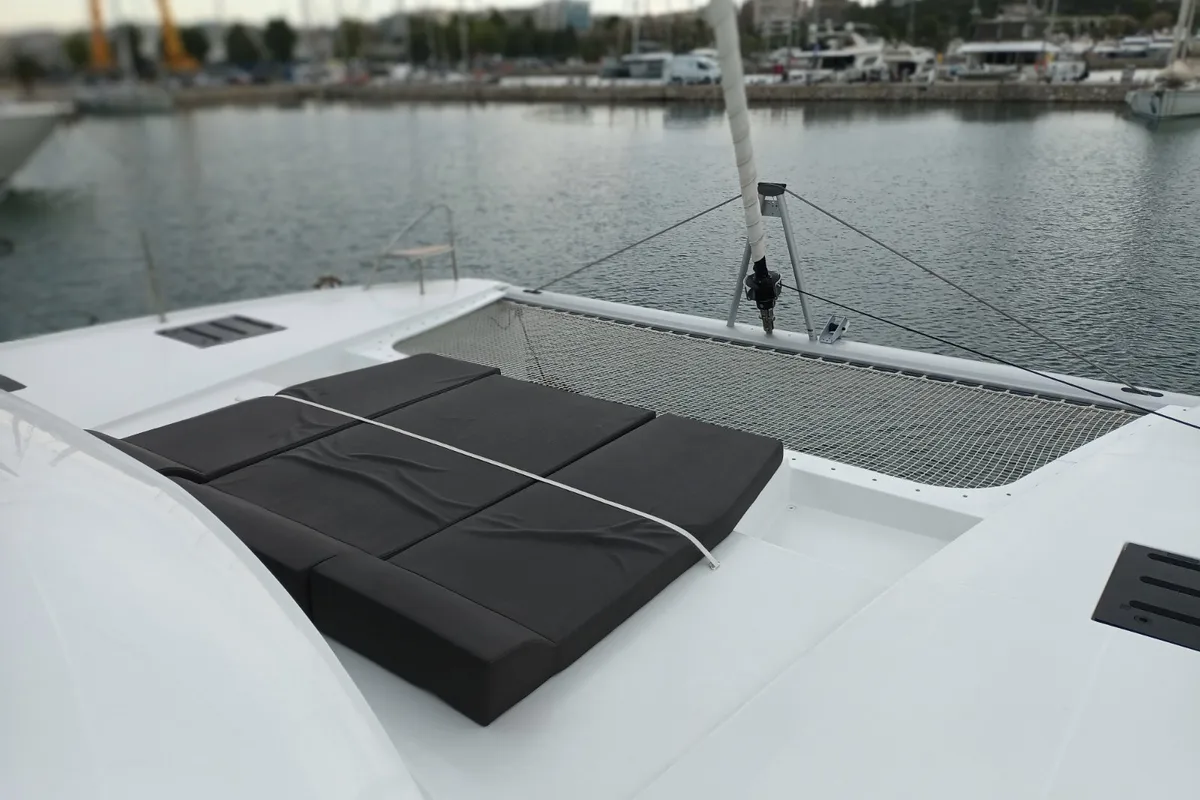Eros, a Fountaine Pajot Tanna 47 catamaran at Athens, Greece