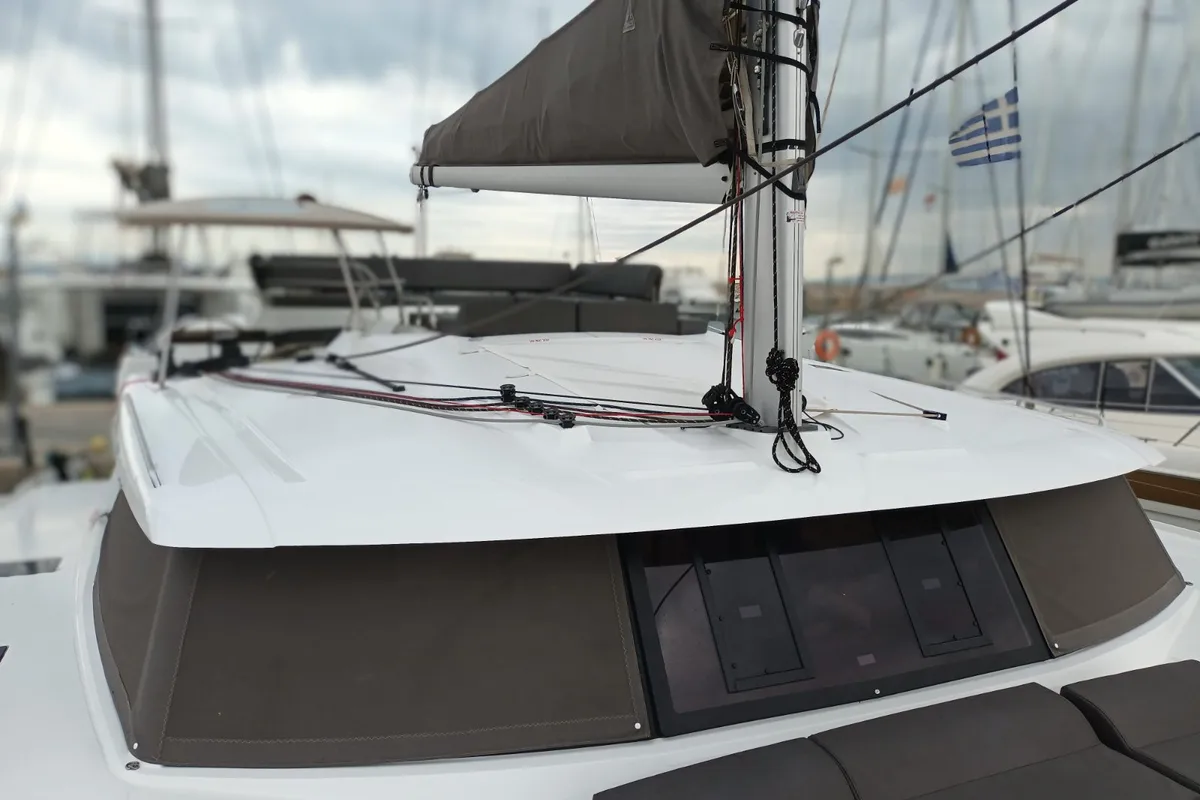 Eros, a Fountaine Pajot Tanna 47 catamaran at Athens, Greece