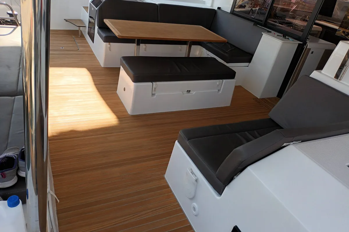 Eros, a Fountaine Pajot Tanna 47 catamaran at Athens, Greece