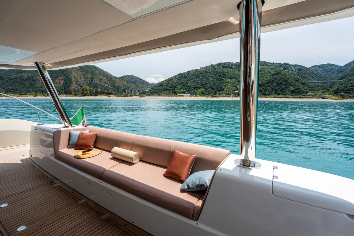 Deck of Sailuxe - Gloria, a Lagoon Sixty 5 catamaran at Castellammare del Golfo, Italy