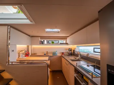 Galley of Sailuxe - Gloria, a Lagoon Sixty 5 catamaran at Castellammare del Golfo, Italy