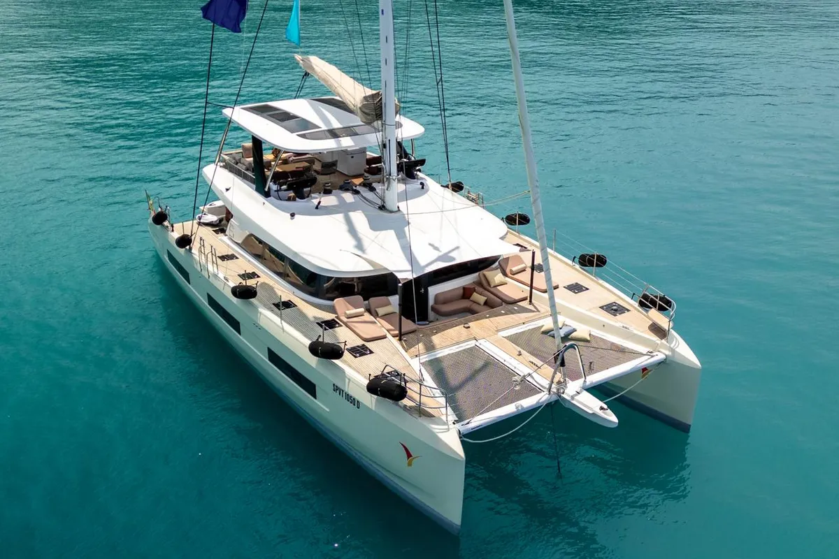 Exterior view of Sailuxe - Gloria, a Lagoon Sixty 5 catamaran at Castellammare del Golfo, Italy