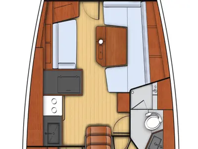 Floor plan of Theresa, a Beneteau Oceanis 41.1 sailboat at Tonnarella, Italy