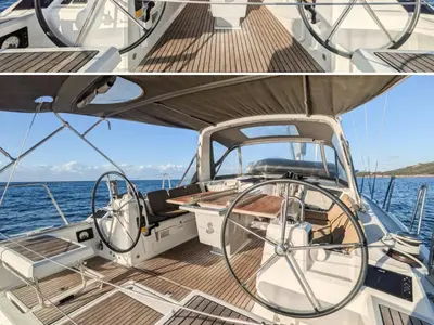 Cockpit of Beneteau Oceanis 41.1, a sailboat at Portimão, Portugal