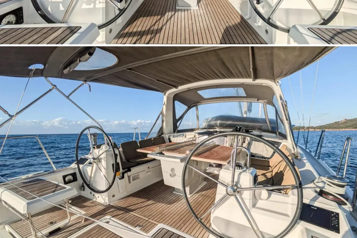 Cockpit of Beneteau Oceanis 41.1, a sailboat at Portimão, Portugal