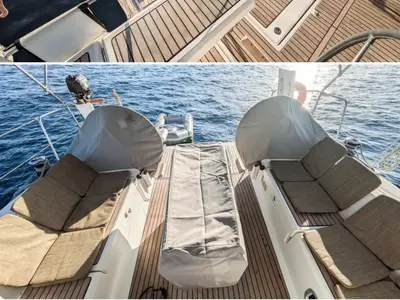 Deck of Beneteau Oceanis 41.1, a sailboat at Portimão, Portugal