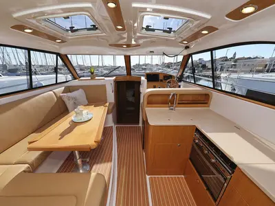 Salon of Adriana, a SAS - Vektor Adriana 44 motor yacht at Grad Biograd na Moru, Croatia