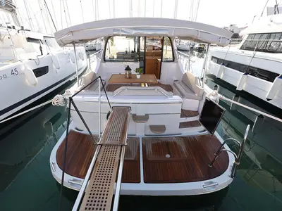 Deck of Adriana, a SAS - Vektor Adriana 44 motor yacht at Grad Biograd na Moru, Croatia