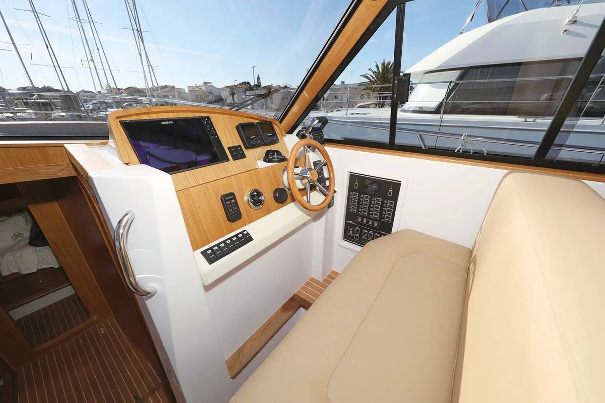 Cockpit of Adriana, a SAS - Vektor Adriana 44 motor yacht at Grad Biograd na Moru, Croatia