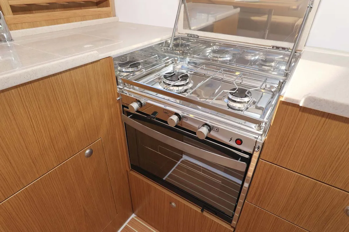 Galley of Adriana, a SAS - Vektor Adriana 44 motor yacht at Grad Biograd na Moru, Croatia