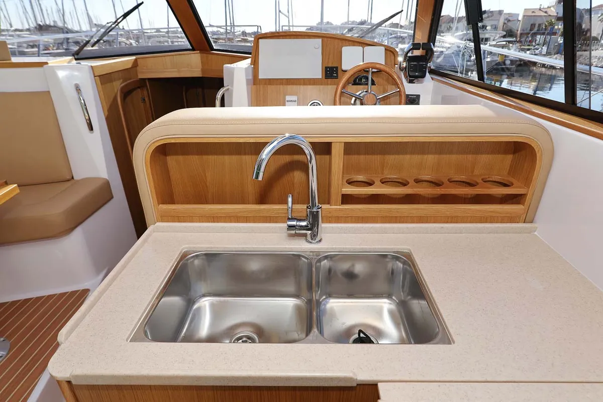 Galley of Adriana, a SAS - Vektor Adriana 44 motor yacht at Grad Biograd na Moru, Croatia