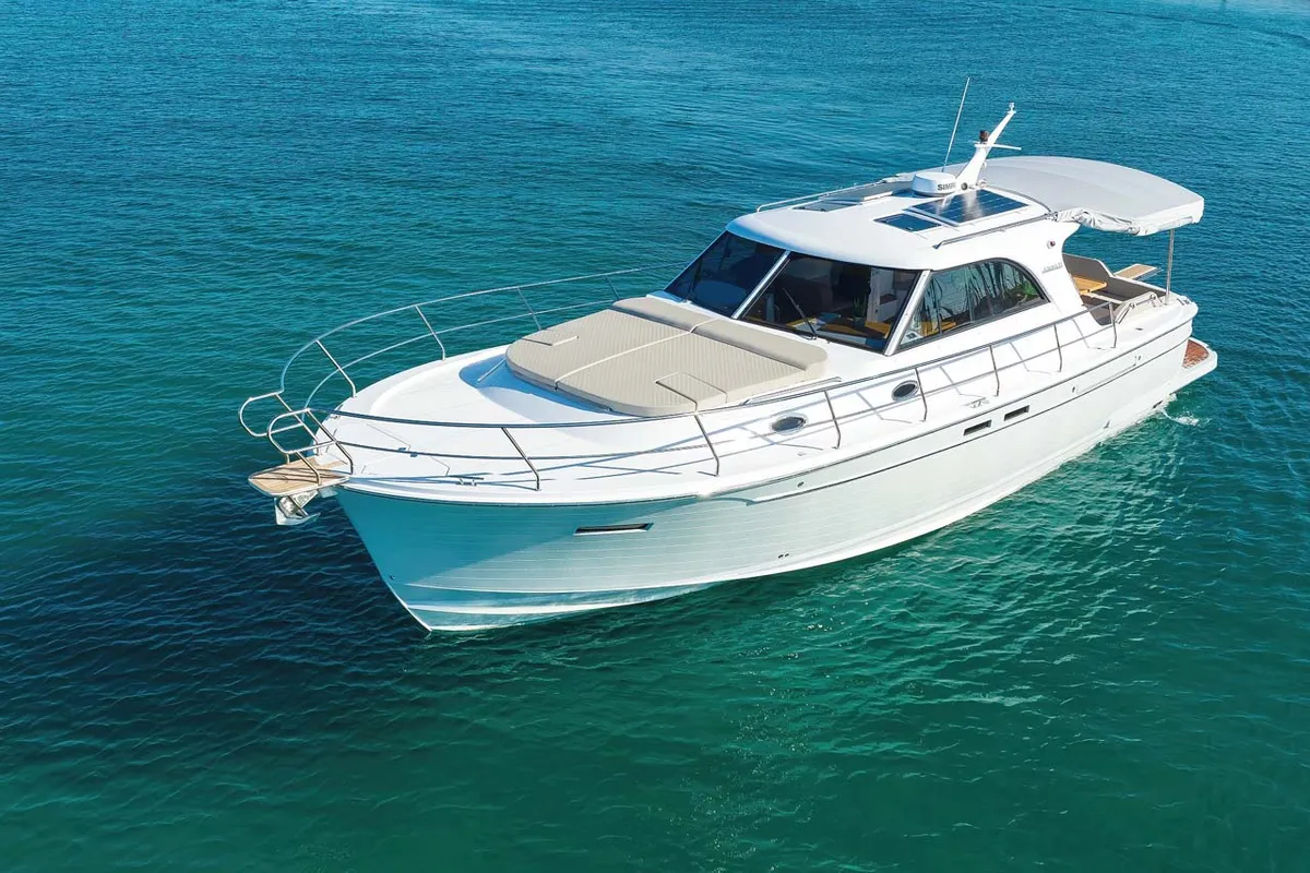 Exterior view of Adriana, a SAS - Vektor Adriana 44 motor yacht at Grad Biograd na Moru, Croatia