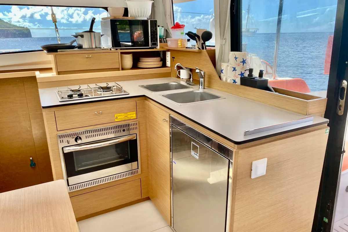 Galley of ONE Denia CREWED, a Excess 11 catamaran at Dénia, Spain