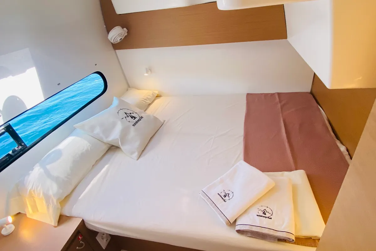 Cabin on ONE Denia CREWED, a Excess 11 catamaran at Dénia, Spain
