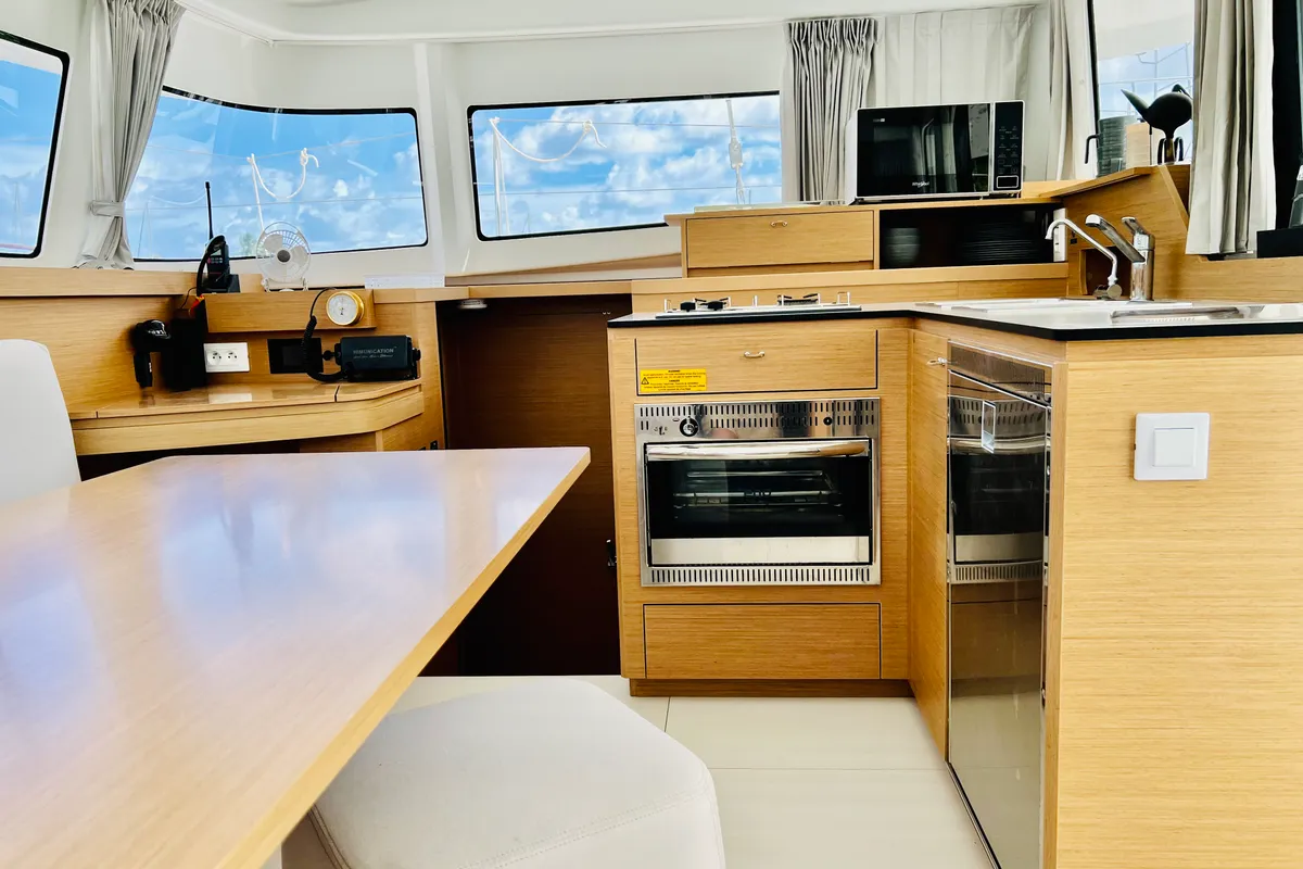 Galley of ONE Denia CREWED, a Excess 11 catamaran at Dénia, Spain