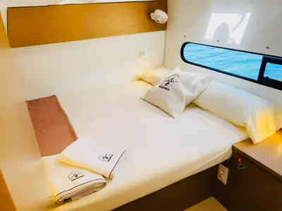 Cabin on ONE Denia CREWED, a Excess 11 catamaran at Dénia, Spain