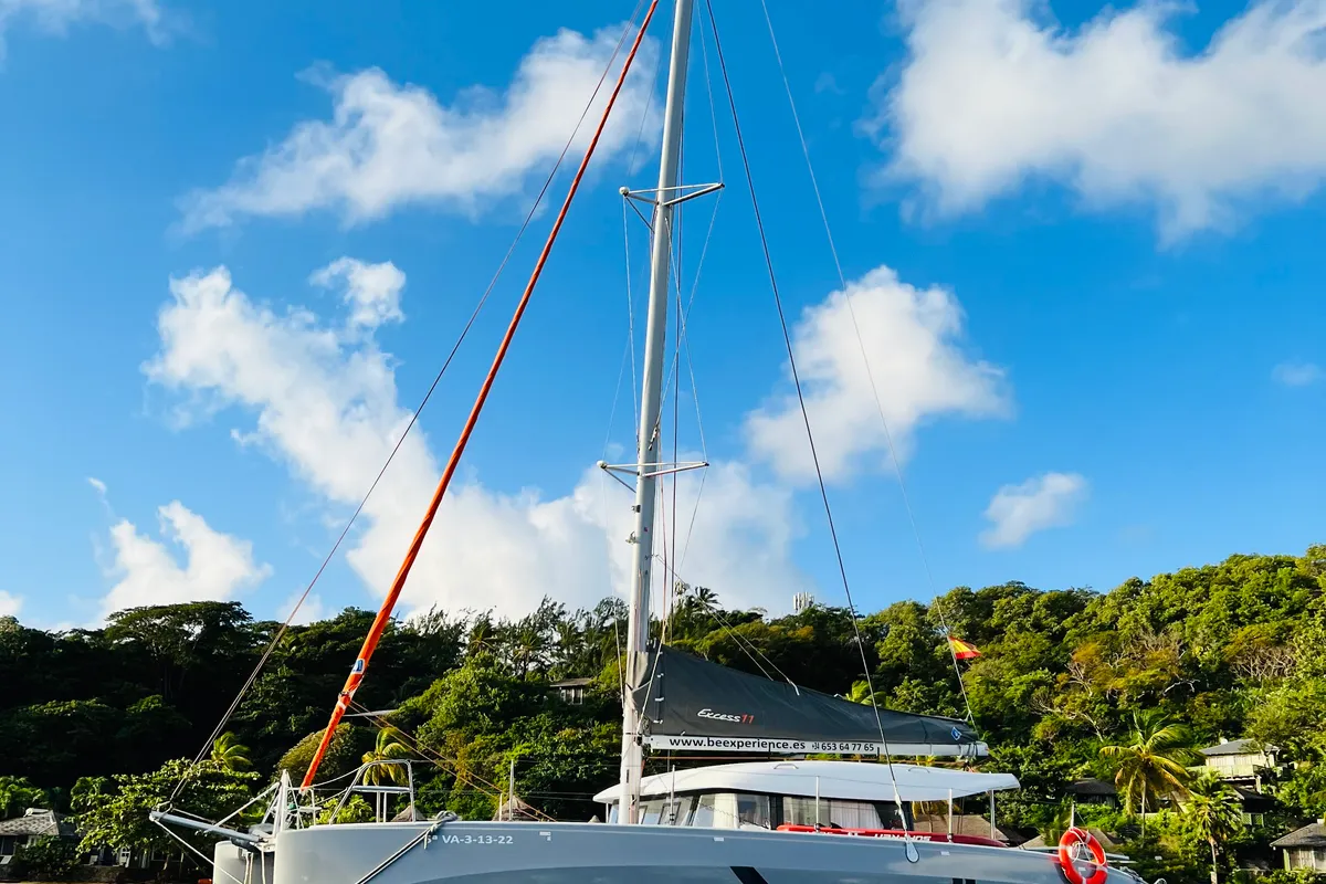 Exterior view of ONE Denia CREWED, a Excess 11 catamaran at Dénia, Spain