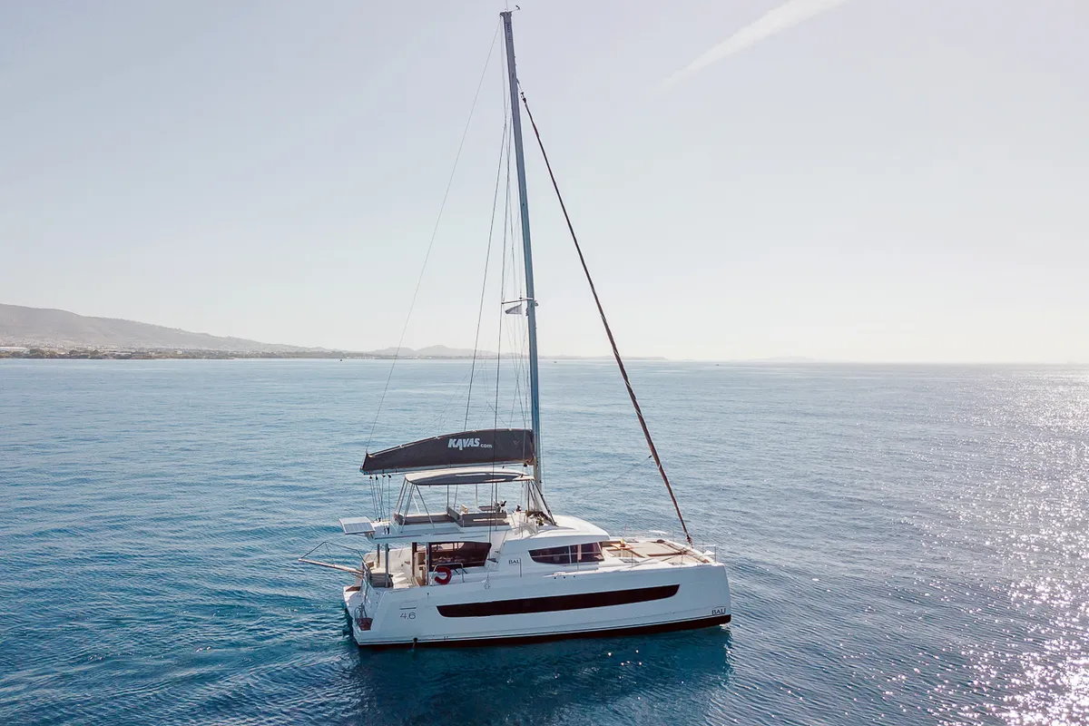 Exterior view of Kos 46.Cat11, a Bali 4.6 catamaran at Kos, Greece