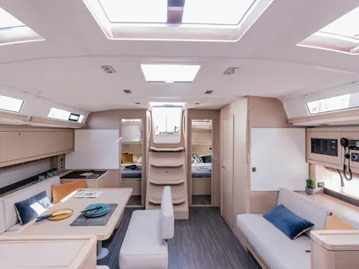 Salon of Jeroboam, a Dufour 470 sailboat at Salerno, Italy