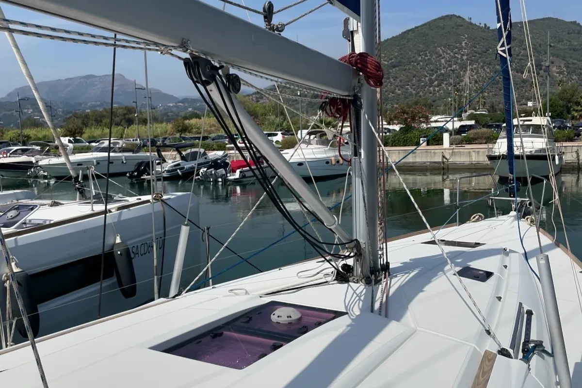 Olga, a Jeanneau Sun Odyssey 439 sailboat at Salerno, Italy