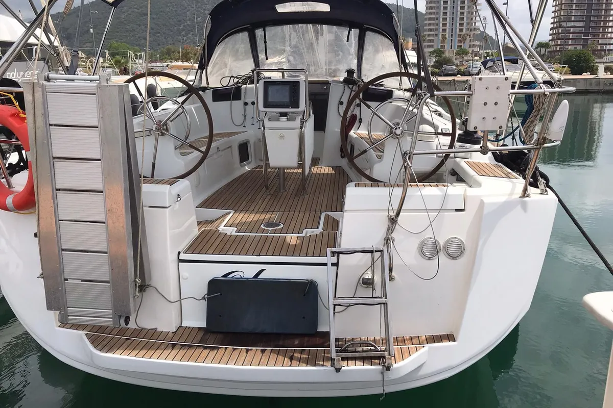 Olga, a Jeanneau Sun Odyssey 439 sailboat at Salerno, Italy