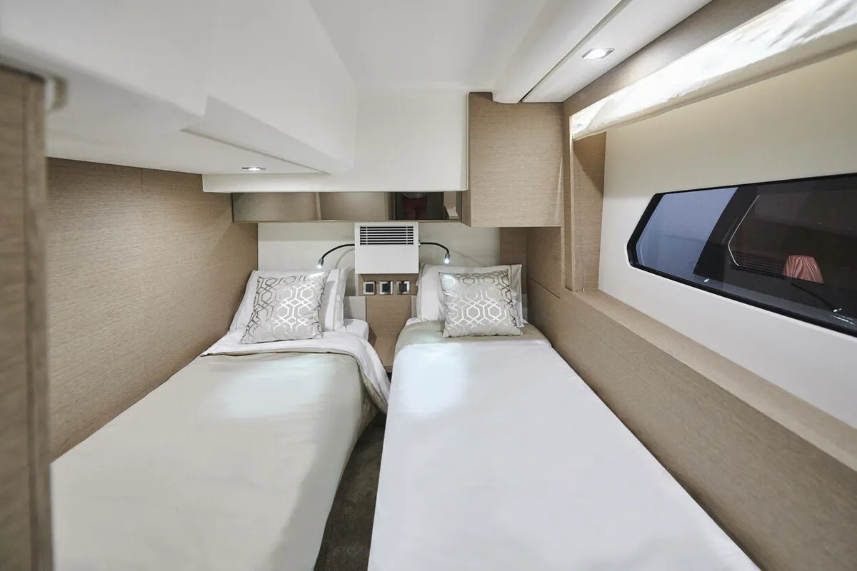 Cabin on Prestige 460, a Jeanneau Prestige 460 Fly motor yacht at Grad Pula, Croatia