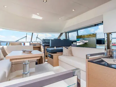 Salon of Prestige 460, a Jeanneau Prestige 460 Fly motor yacht at Grad Pula, Croatia