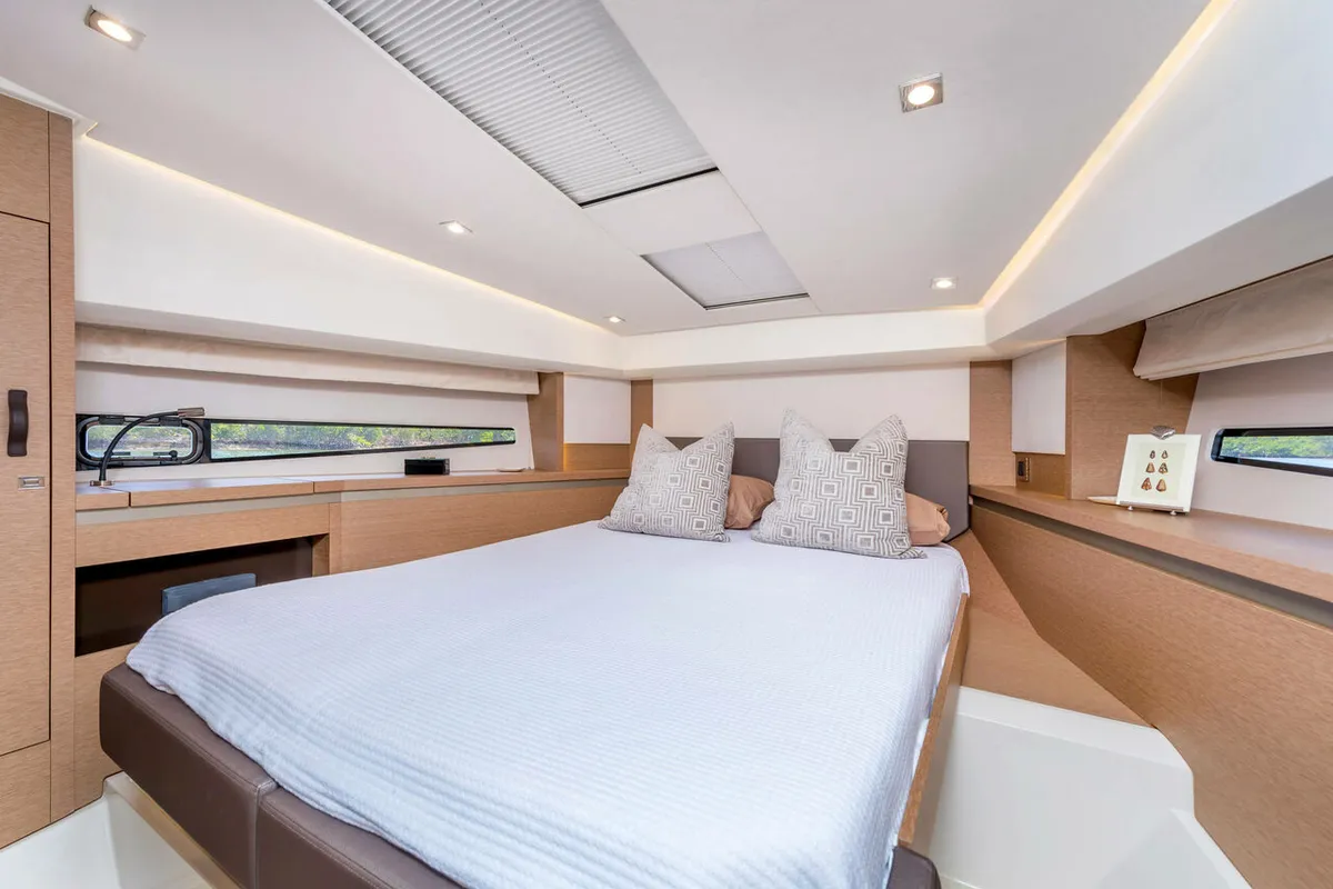 Cabin on Prestige 460, a Jeanneau Prestige 460 Fly motor yacht at Grad Pula, Croatia